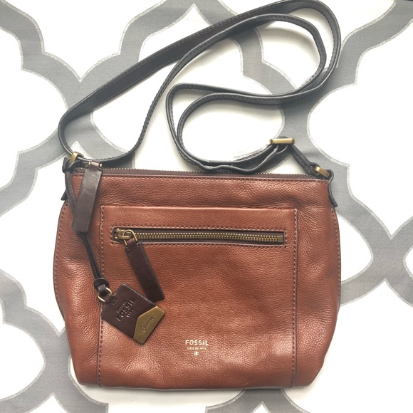 fossil leather shoulder bag